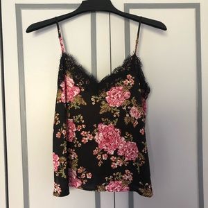 BP Silky Floral Lace Crop Tank